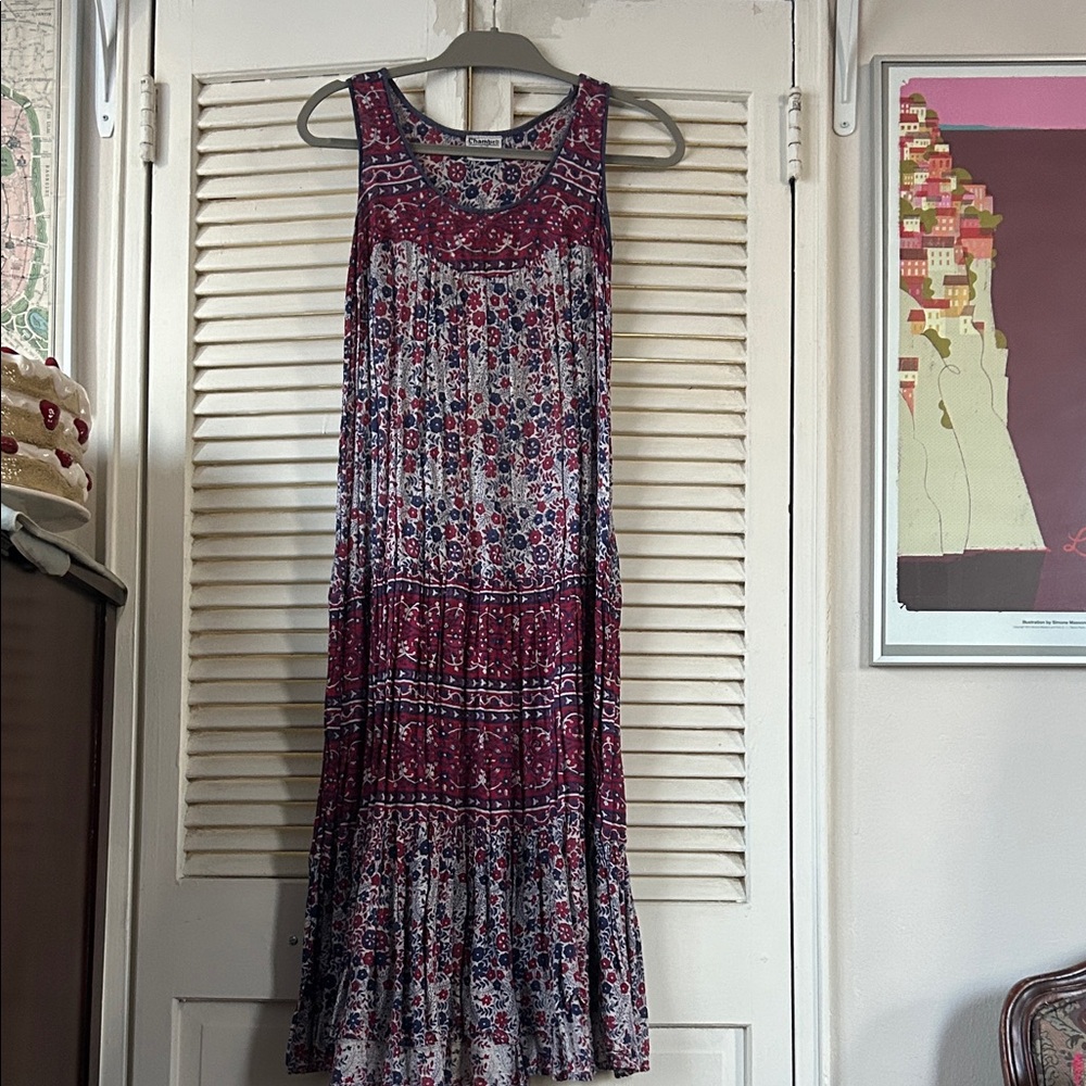 Vintage Floral Sleeveless Cotton Dress